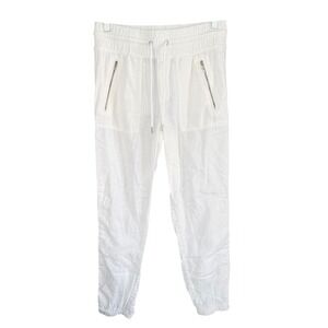 C1 Athleta Cabo 100% Linen Jogger White Drawstring Pants Size 4 RN 54023